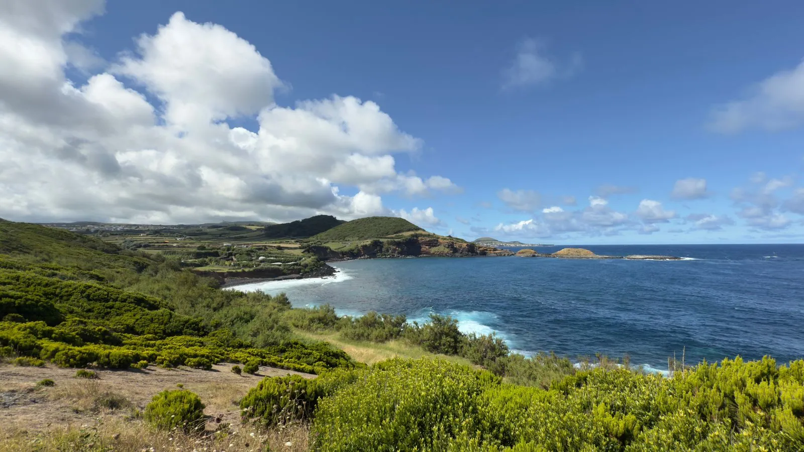 Côte verdoyante et océan de l'île de Terceira aux Açores